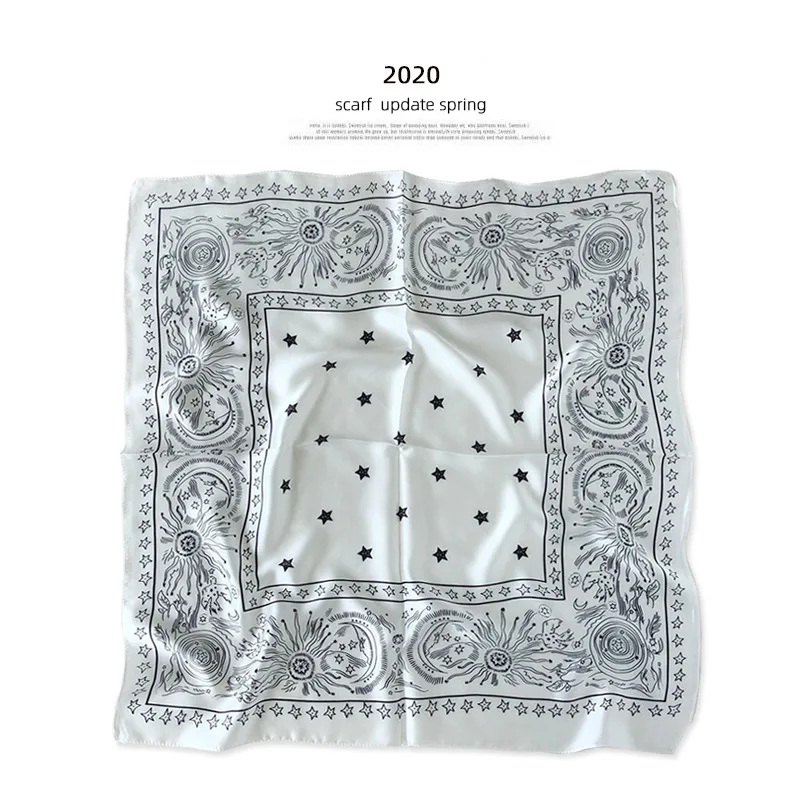 

Brand 2020 New Women Adult Print Hijab Winter Korean 100% Mulberry Silk Scarves Summer Autumn Bandana Hijab Foulard Pashmina