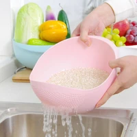 kitchen rice washing device sieve rice basin plastic washing fruit vegetables storage basket set cucina rosa panier rangement