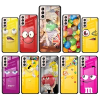 cute mm chocolate for samsung galaxy s21 ultra plus a72 a52 4g 5g m51 m31 m21 luxury tempered glass phone case cover