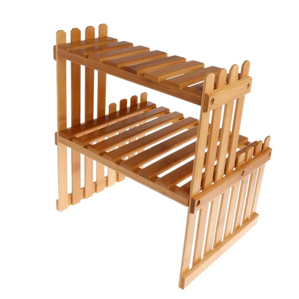 Растительная полка Цветочная подставка Бамбуковая деревянная стойка для