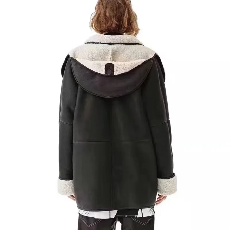 Женская Шуба из натурального меха Натуральная овечья кожа длинная куртка