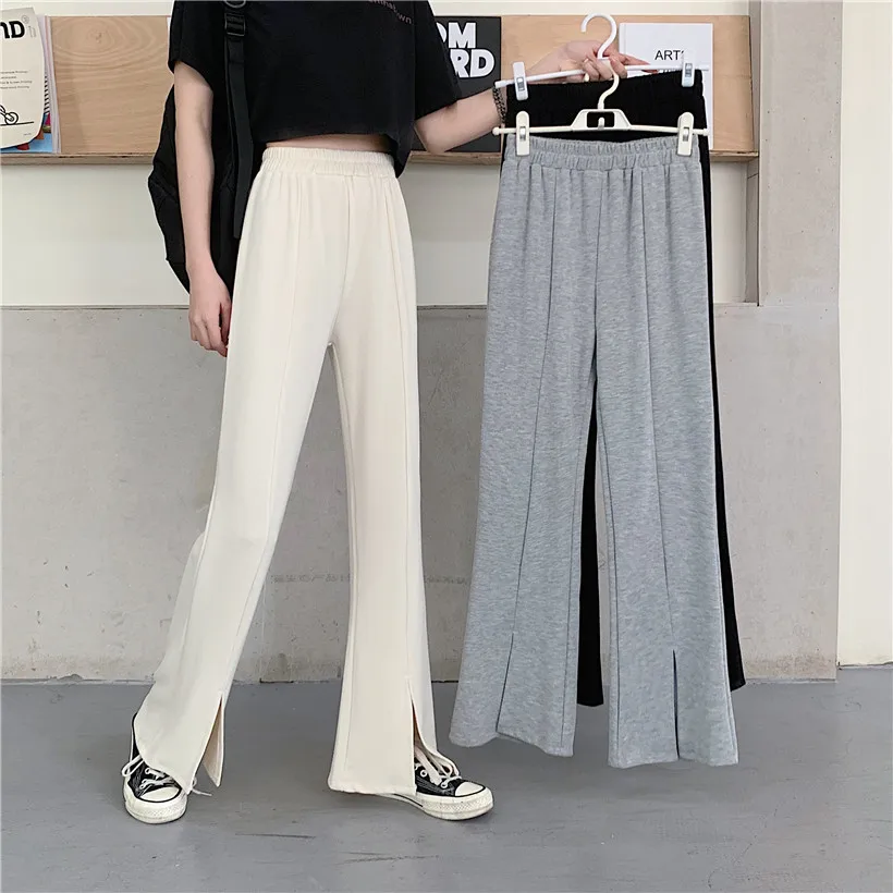 

Slit Casual Women's Spring/Summer 2021 New Ins Internet Celebrity High Waist Slimming Bootcut Straight Mopping Pants
