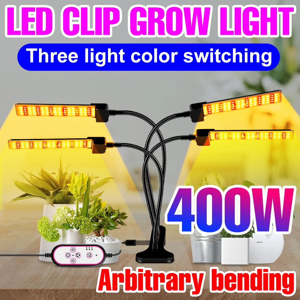 

12V LED Grow Light Clip Full Spectrum Phytolamps Flower Seeds Lamp 100W 200W 300W 400W Hydroponic Bulb Fitolampy Growth Lighting