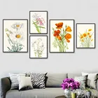 Картина на холсте Мак фиолетовый нарфил акварель цветок настенное искусство скандинавские постеры для гостиной украшение настенные картины без рамки