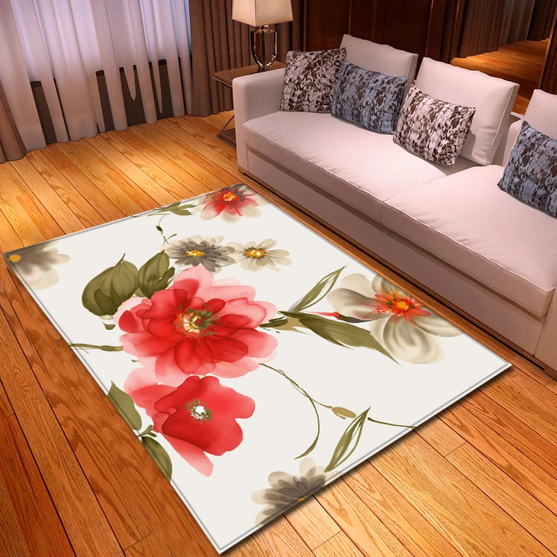 

Nordic Style 3D Florals Carpet Flannel Memory Foam Soft Area Rugs Bedroom Mats Floor Rugs Pastoral Carpets for Living Room