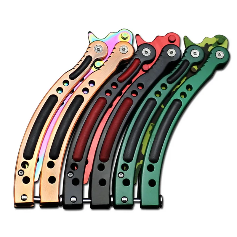 Цветной цветной игровой нож с тусклым лезвием без края тренировочный бабочкой