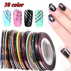 30 шт.компл. декоративный инструмент для маникюра, наклейки-полоски, наклейки из фольги, линия, наклейки для ногтевого дизайна, Красочные смешанные цвета, наклейки из фольги