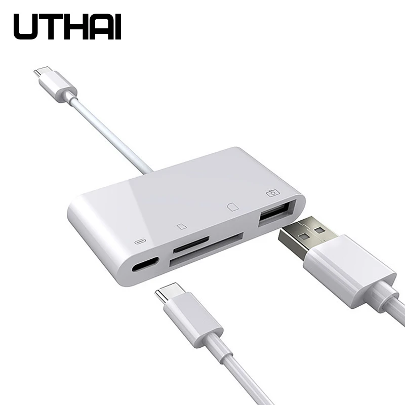 Мультиадаптер UTHAI C05 Type-C для зарядки PD USB-разъем устройство чтения карт SD TF CF Macbook