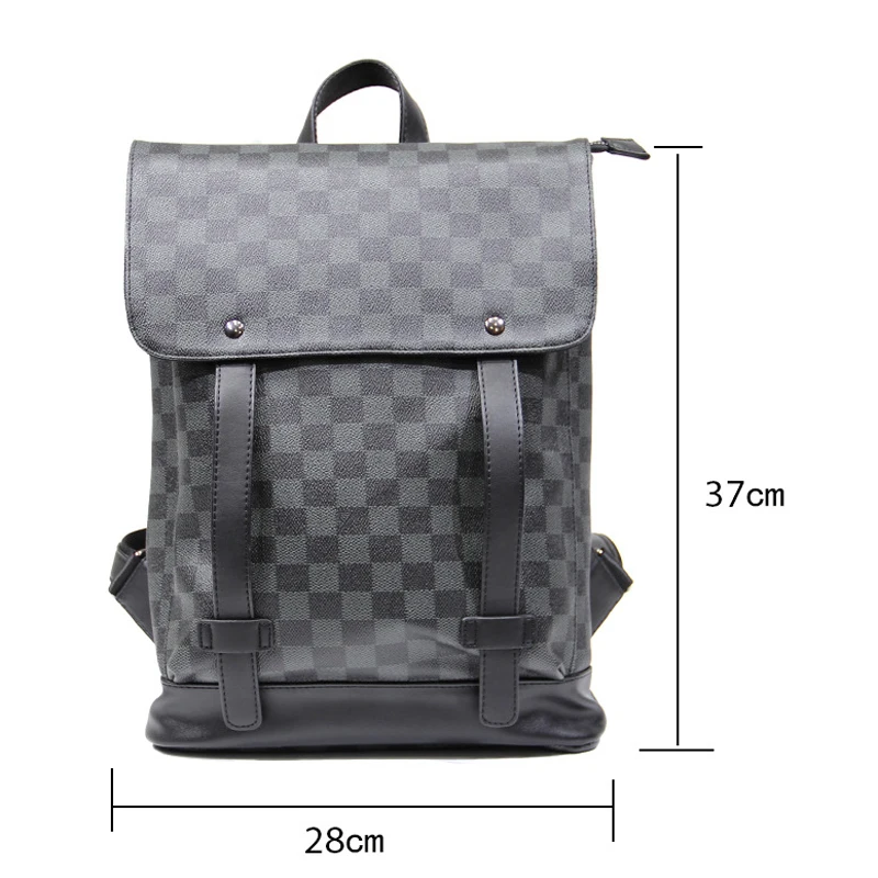 

Leather Plaid Designer Backpack Men Large Capacity Outdoor Travel Backpack Laptop School Bags for Men Bagpack Mochila Hombre
