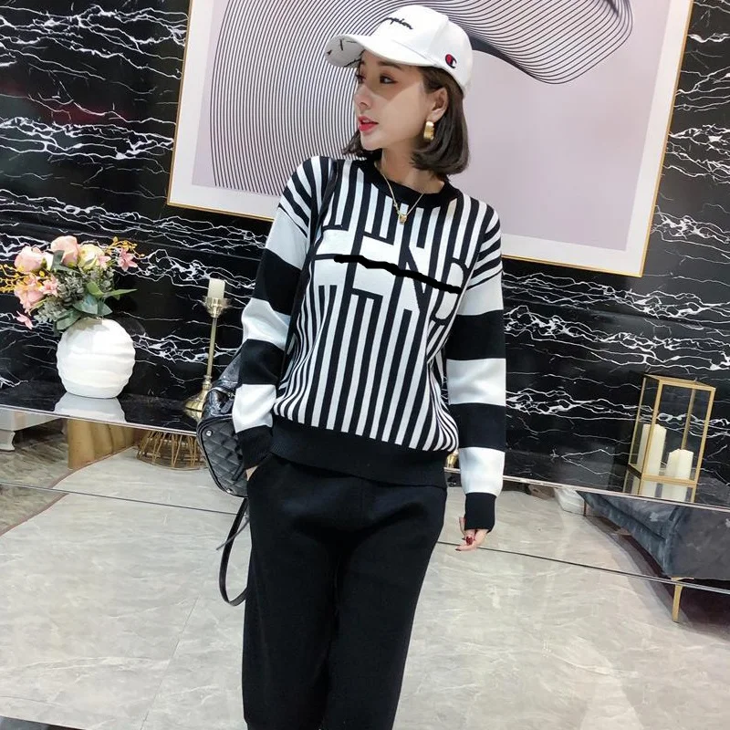 Вязаный свитер штаны спортивный костюм комплекты 2019 новая осенне зимняя Модная