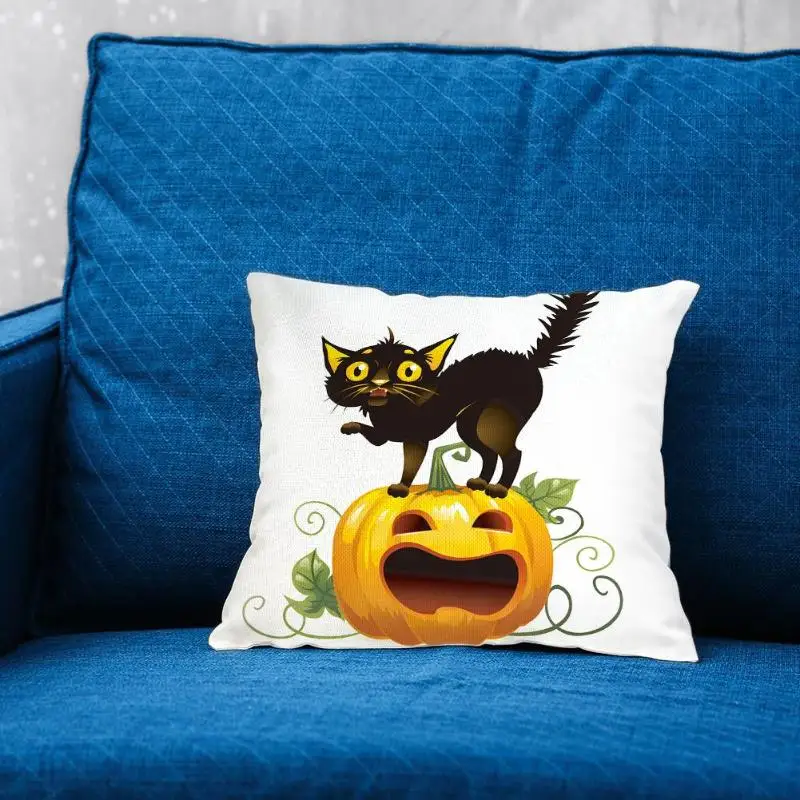 Originality Halloween Pumpkin Black Cat Pillowcase Sofa Decorative Cushion Cover Strong Practicability Easy to Clean Home Decor | Дом и сад