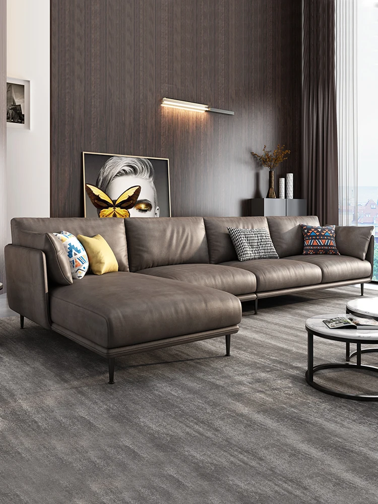 

Wash free technology cloth Italian light luxury style living room integrated fabric sofa Princess combination latex large