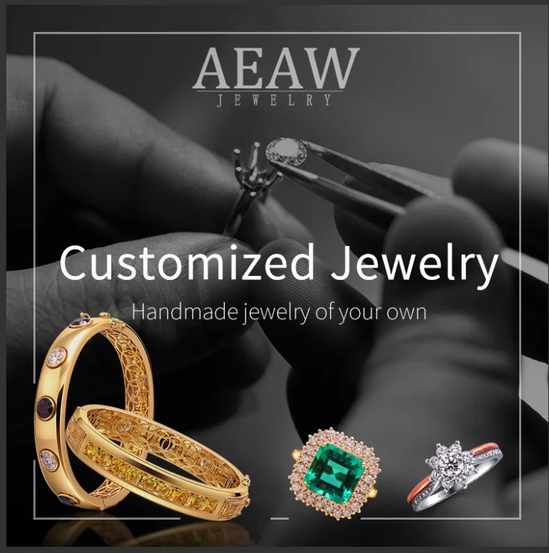 AEAW Customize Moissanite Rings for Women D color Ring Wedding Bride Engagement Fine Jewelry  Украшения и