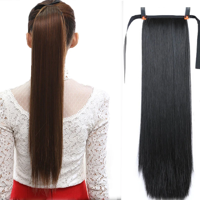 LUPU шелковистые прямые конский хвост клип в шнурке наращивание волос для женщин