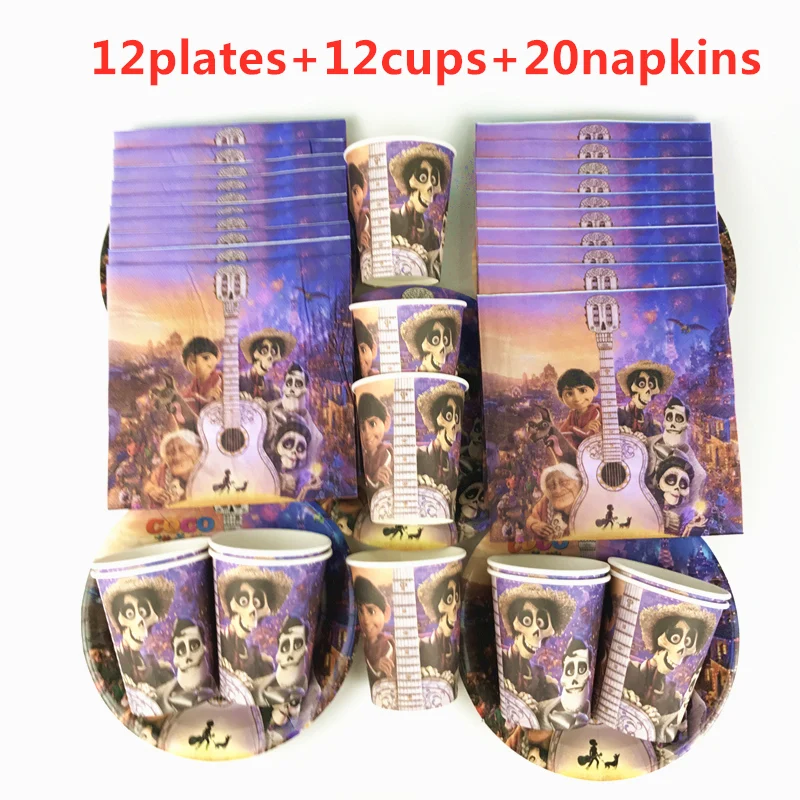 44 шт. Хэллоуин COCO тема дети посуда для вечеринки в честь Дня Рождения Чашки