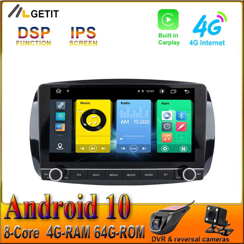 CARPLAY Android 10 автомобильный радиоприемник Мультимедиа Стерео GPS для Benz Smart Fortwo 2016 2017