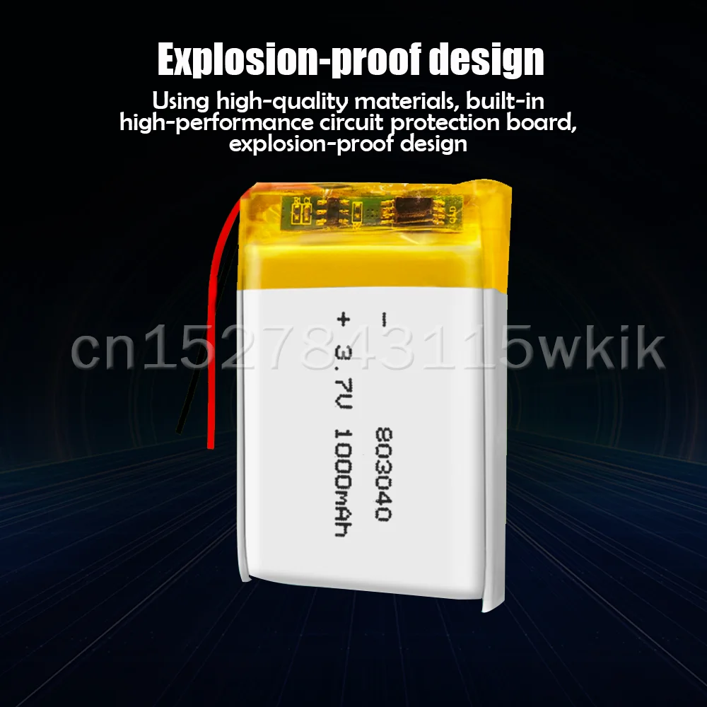803040 1000mAh 3 7 V литиевая полимерная аккумуляторная батарея для MP3 GPS LED Lights DVR PDA Toys