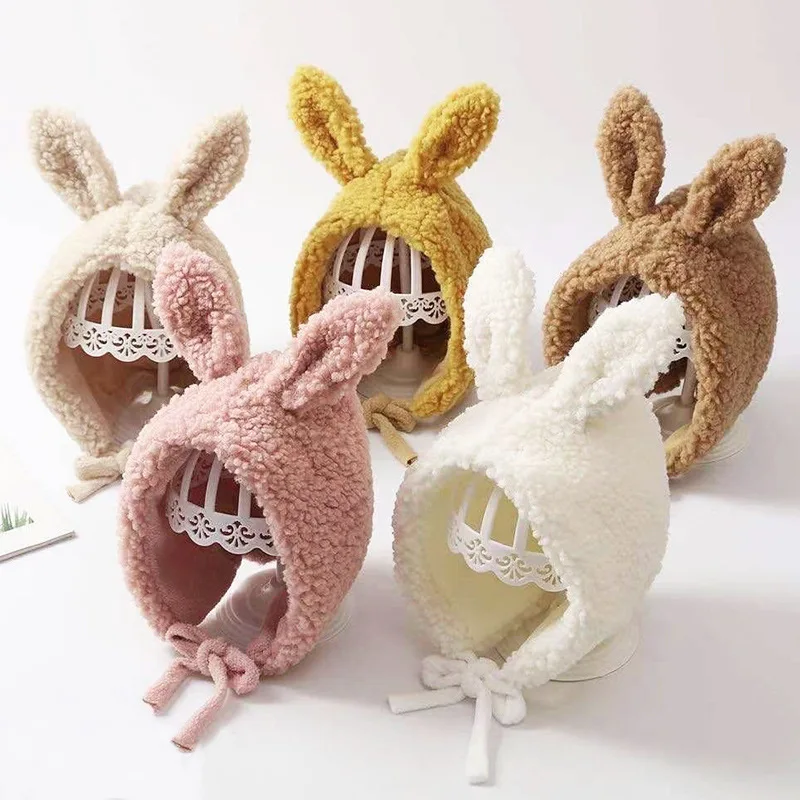 

Baby Fetal Cap Autumn and Winter New Outdoor Warm Hat Children's Plush Cap Skin-friendly Fashion Rabbit Ears Baby Winter Hat