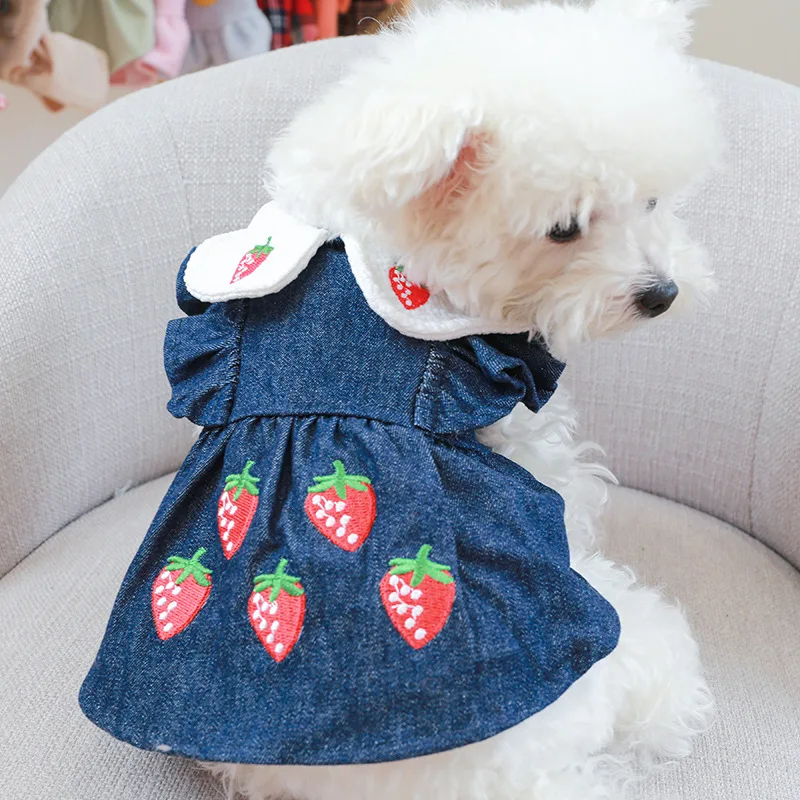 

Dog Denim Skirt Autumn Winter Pet Dog Clothes Dress Cat Puppy Yorkshire Pomeranian Shih Tzu Maltese Poodle Dog Dresses Outfit