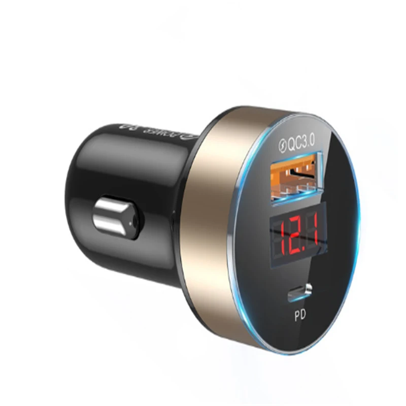 Блок для зарядки аккумулятора QC3.0 Dual Poet USB Type C автомобильное зарядное устройство