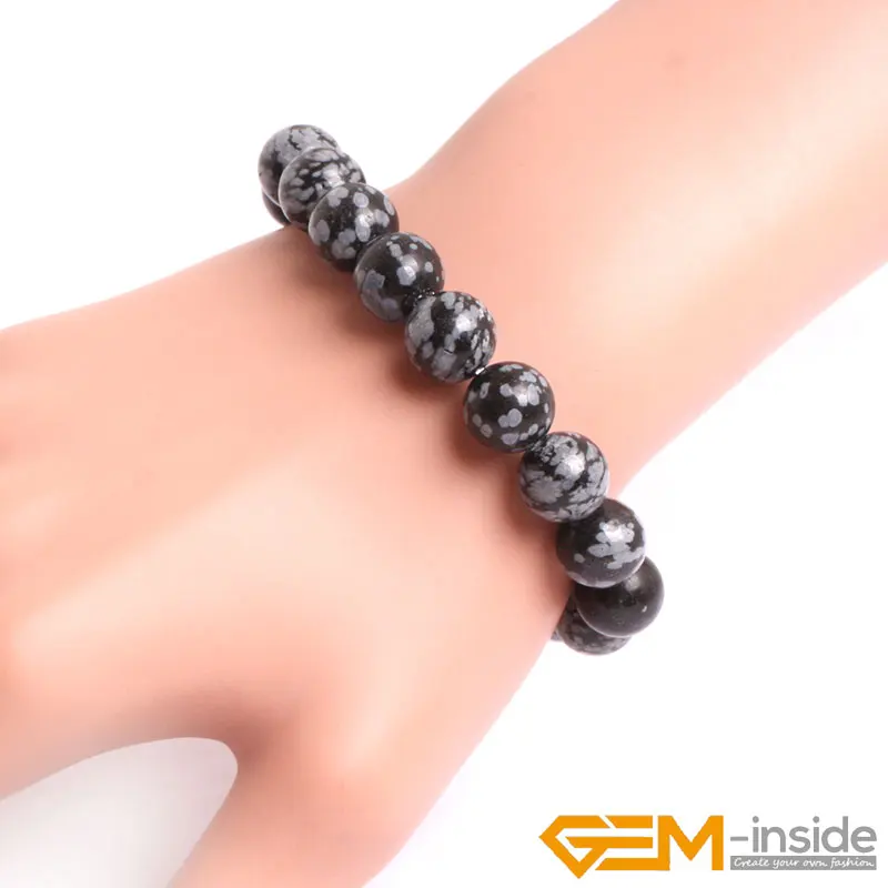 Браслет из натурального обсидиана и снежинок Jaspers браслет камня Energy DIY ювелирные