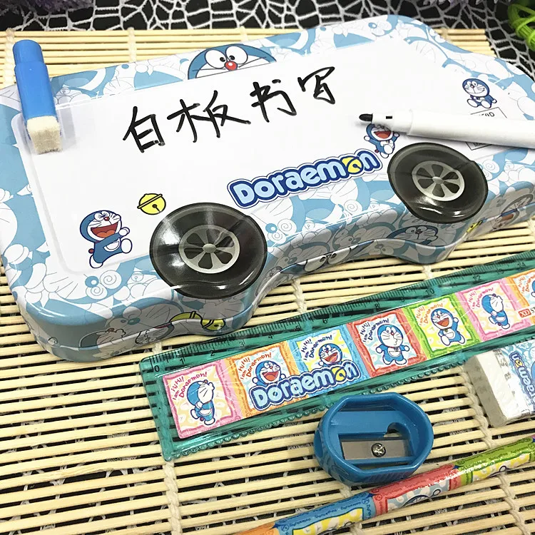 6 шт./компл. Kawaii мультфильм Doraemon Человек-паук автомобиль металлическая карандашница с карандашом линейка точилка для детей подарок на день рождения школьные канцелярские принадлежности