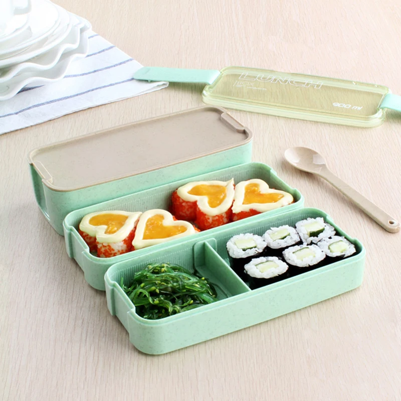 Трехуровневая коробка Bento из полезного материала офисный Портативный Ланч бокс