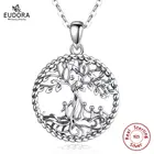 Ожерелье EUDORA из стерлингового серебра с изображением дерева жизни женское и четыре милых Подвески в виде ребенка с коробкой ювелирные изделия подарок для бабушки и мамы