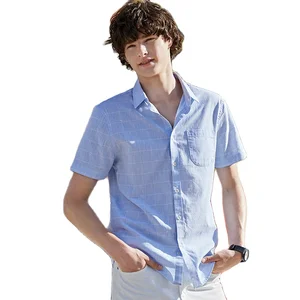 Мужская хлопковая рубашка SEMIR, с коротким рукавом, однотонная, повседневная, в Корейском стиле