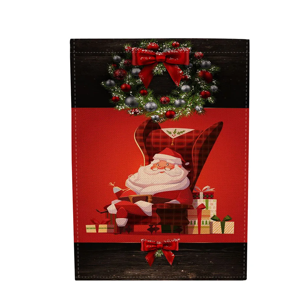 Рождественский Садовый флаг Санта Клаус Двусторонняя Баннер открытый газон