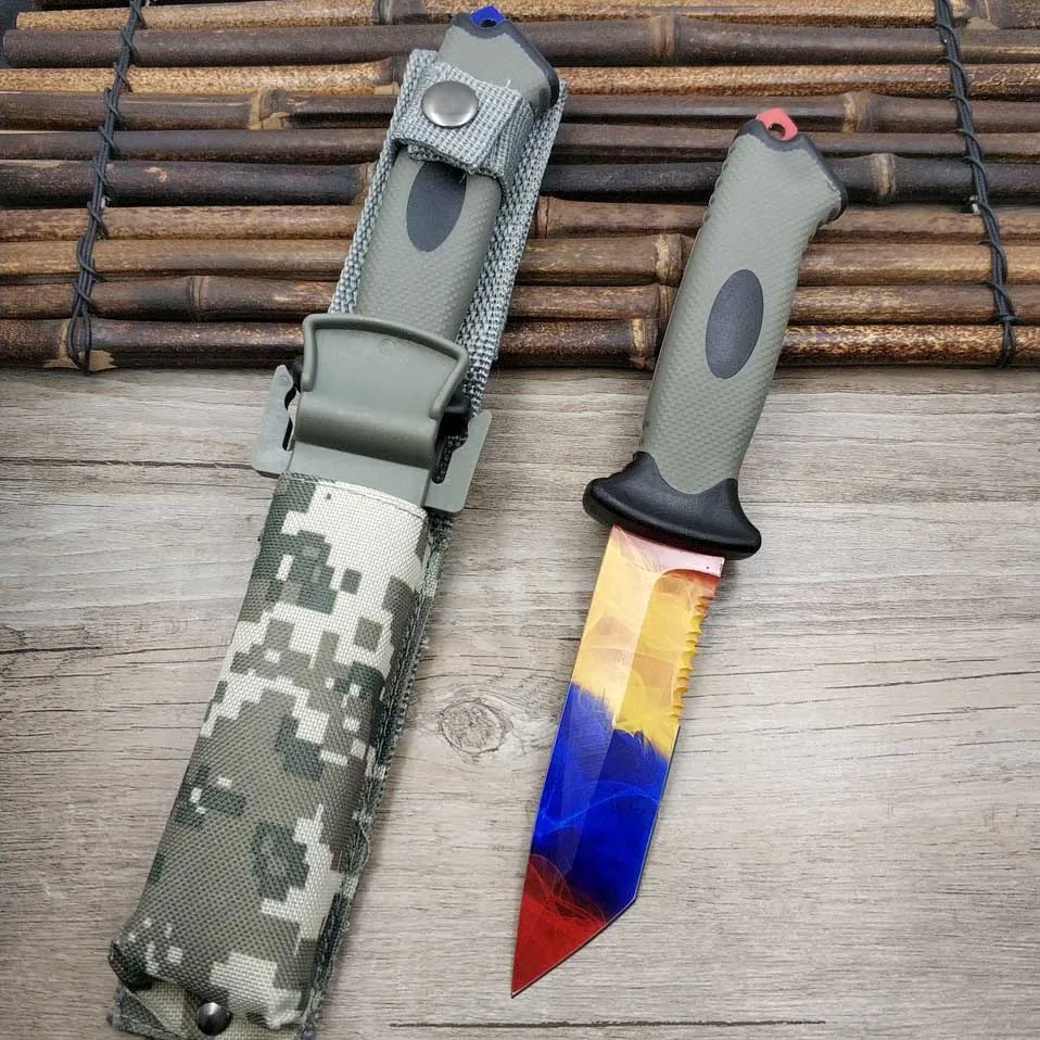 Integrated Handle Strike Tactical Sawtooth Fixed Blade Hunting Straight Camping Knife Stainless Steel CS GO Real Bear Knives | Инструменты