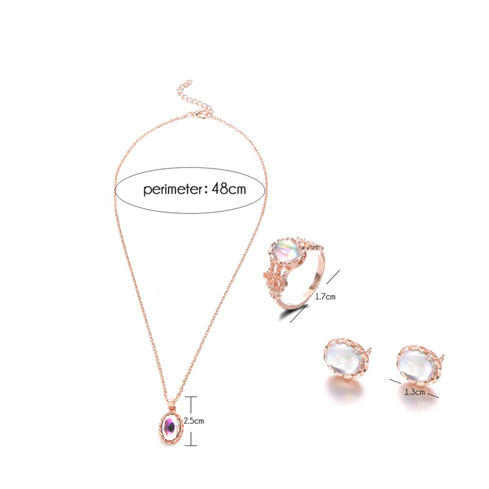 3 шт./компл. Блестящий Овальный искусственный Ювелирный Шарм ожерелье серьги