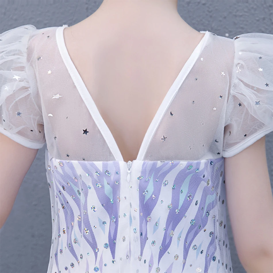 

Snow Queen 2 Elsa Princess Dress up Costumes Girls Sequins White Gown Kids Cosplay Elsa Party Birthday Halloween Dresses