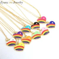 5pcs fashion rainbow enamel heart pendant necklace for girls women charm pendant chain necklace beautiful jewelry gift