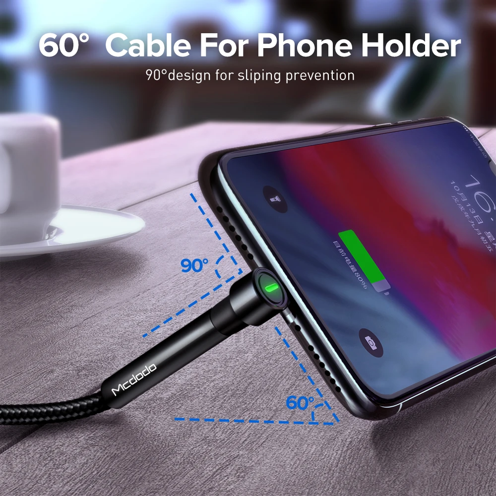 MCDODO 2 м 5A Тип C USB кабель Быстрая зарядка 4 0 LED Телефон держатель для Xiaomi Mi 11 10 Huawei