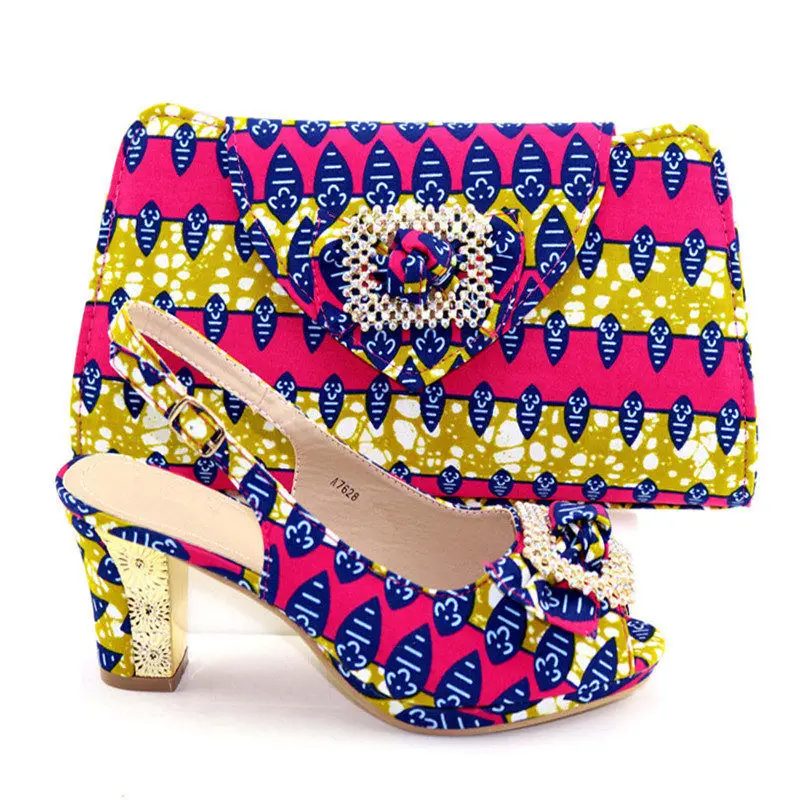 Новейшая модная африканская вощеная обувь и кошелек в комплекте итальянская