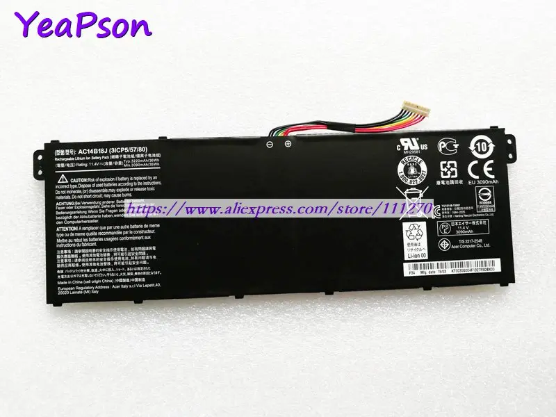 Аккумулятор Yeapson для ноутбука Acer Aspire 11 4 в 36 Вт/ч AC14B18J AC14B18K|Аккумуляторы ноутбуков|