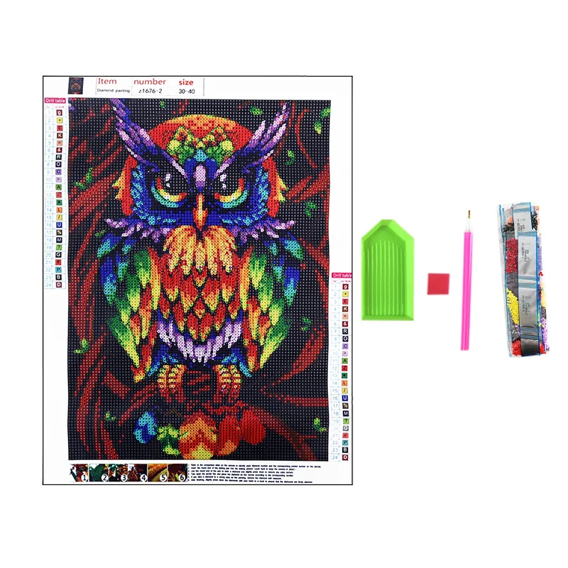 3 размера полная дрель квадратная DIY 5D алмазная картина цветная кошка сова