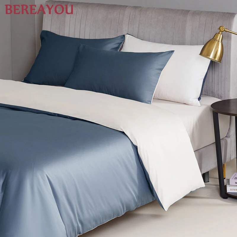 Постельное белье в скандинавском стиле хлопковое атласное Роскошное однотонное