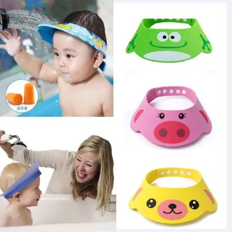 

Kids Baby Shampoo Cap Cartoon Shampoo Bathing Shower Cap Wash Hair Shield Soft Security Product Waterproof Ear Protection
