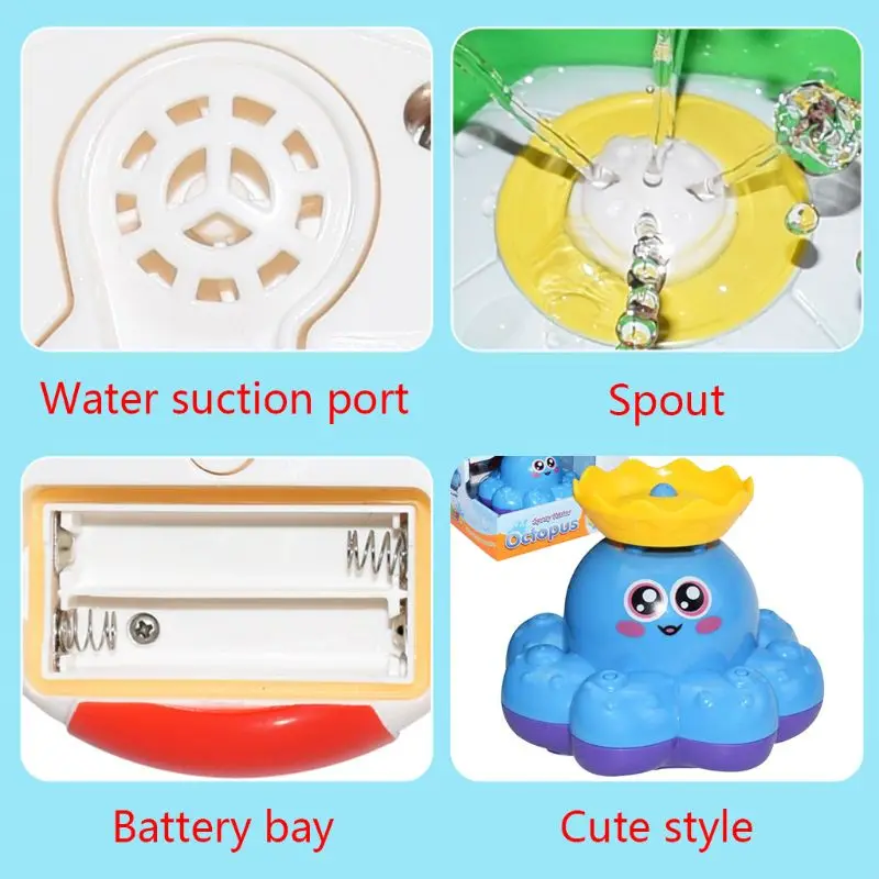 Bath Toy Spray Water Octopus Float Rotate Fountain Baby Bathtub Supplies Infant Kid Party Electronic Sprayer R7RB