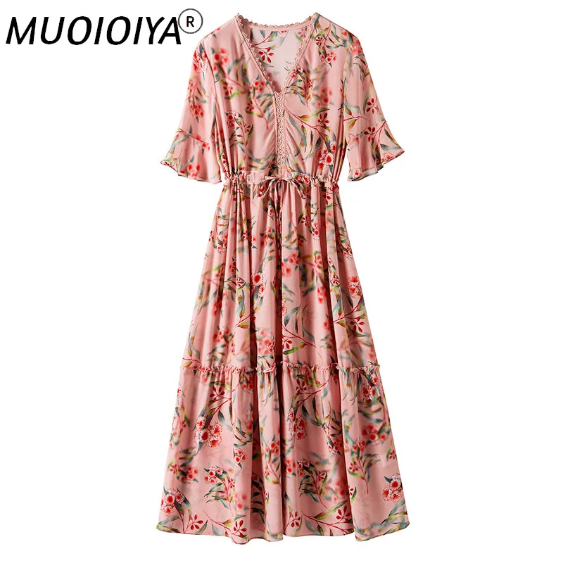 

100% Шелковые летние платья для женщин 2022 длинное пляжное платье с цветочным принтом женское элегантное платье женское повседневное Gxy5