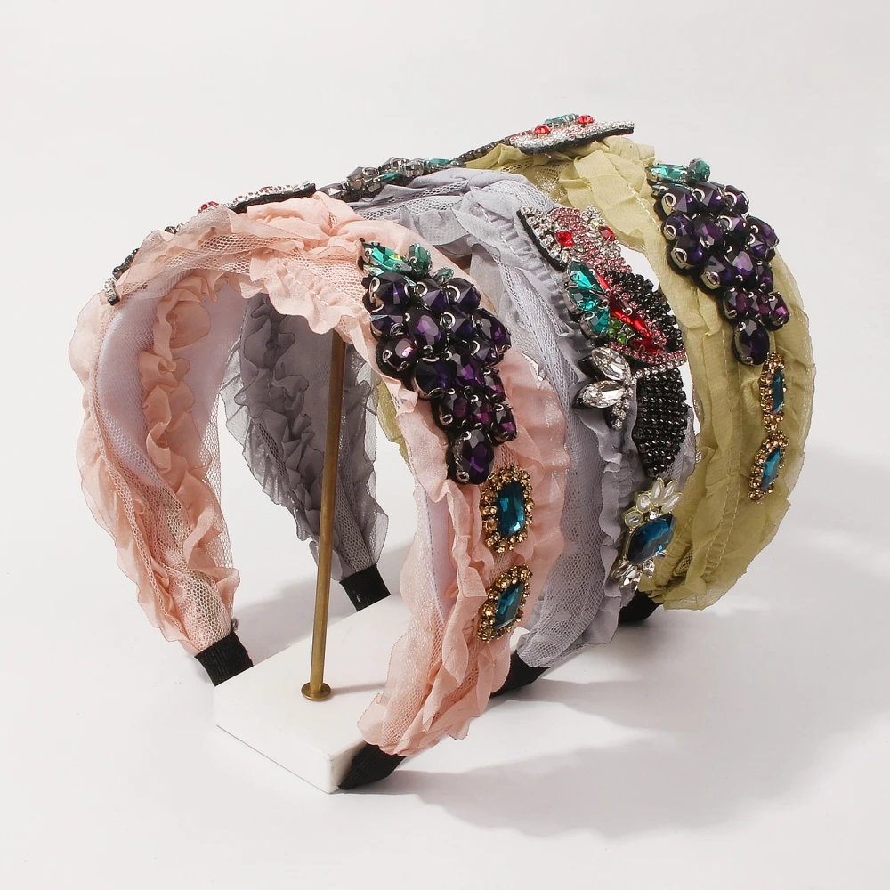 Сладкий фруктовый ремешок с ринестонами "Wide Knot Headband" для женщин новой коллекции "European Vintage", головной убор на ремешке "Yarn Claw Chain Headbands" в бохемском стиле, аксессуары для волос, подарки.