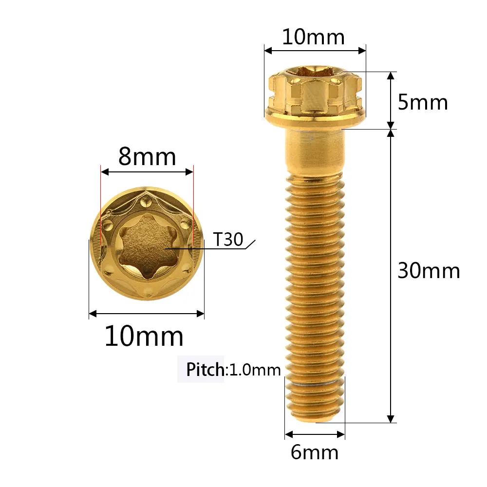 Xingxi Ti болты из титанового сплава M6x30mm фланец T30 Torx головки для велосипедной