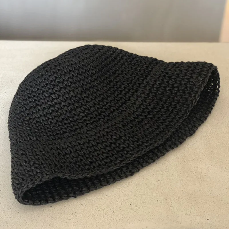 

Retro Hat Outdoor Female Trend Straw Hat Cute Holiday Beach Hat Short Brim Foldable Hand-Woven Breathable Sun Hat For Women