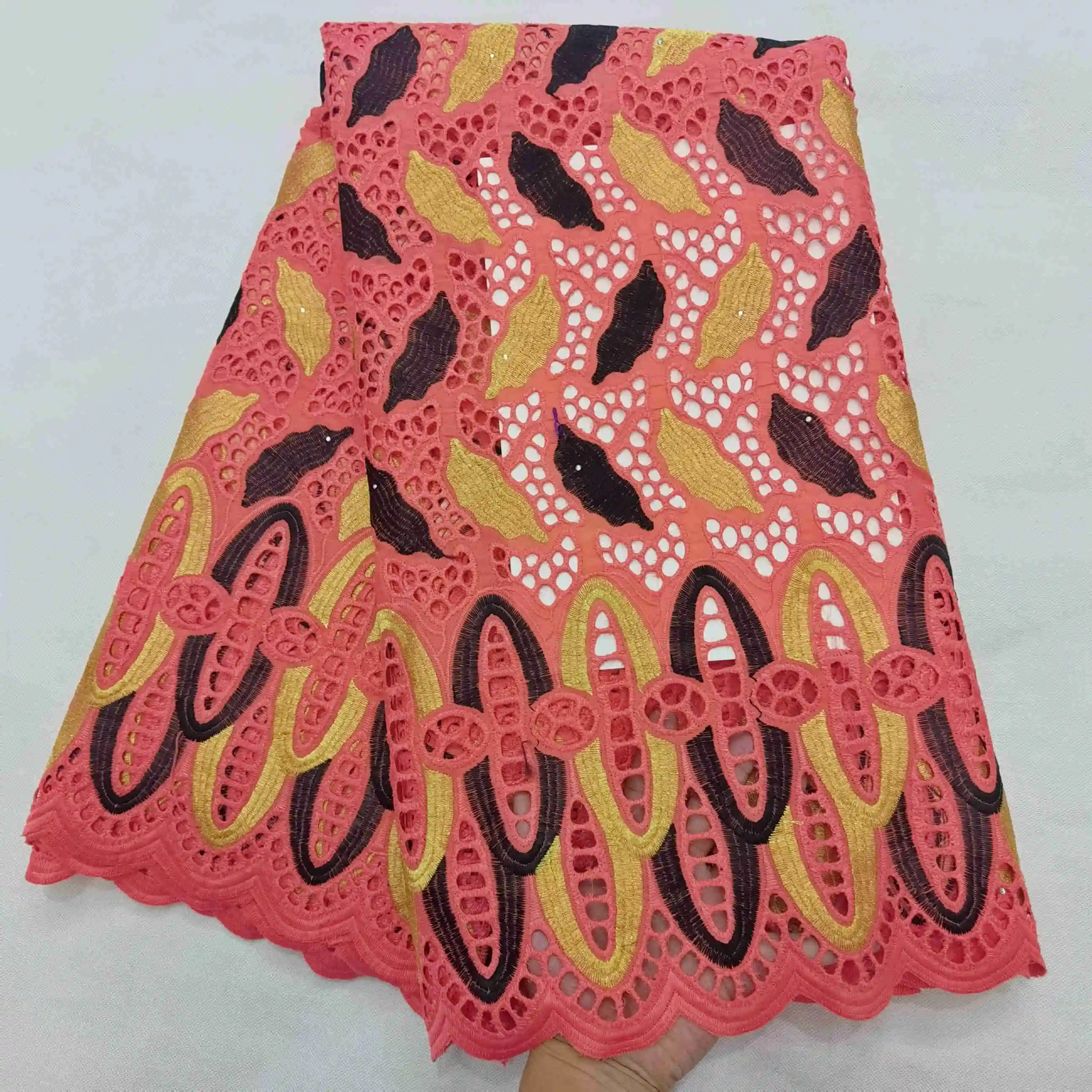 Белая кружевная ткань швейцарская вуаль хлопчатобумажная африканская высокого