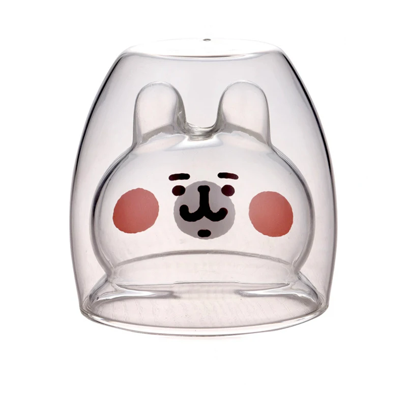 

180ML Cute Cartoon Rabbit Double Glass Milk Mugs Ladies and Children Personalized Breakfast Cup Double Glass Insulation