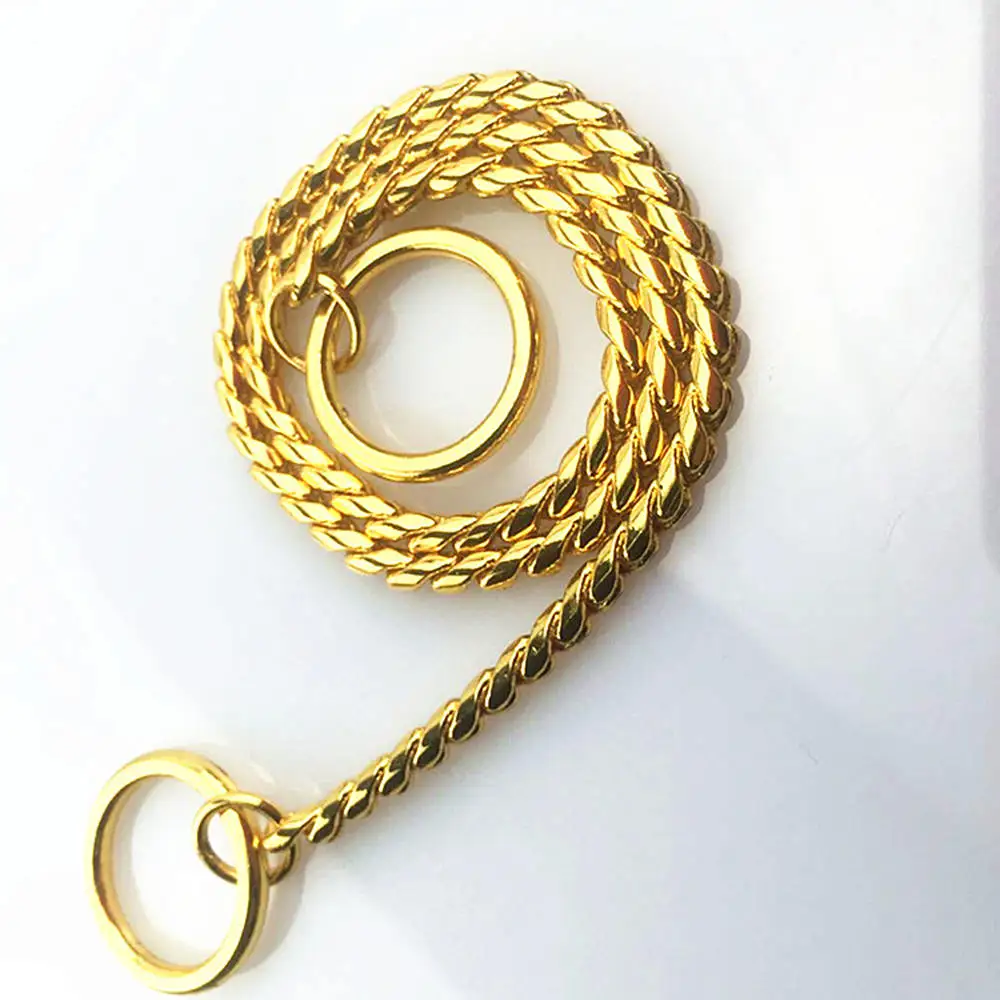 

Dog Collar Chain Strong Plated Traction Leads Pet Collars Silver Gold Snake Chain Dog Collar Necklace Safety Control for Dogs