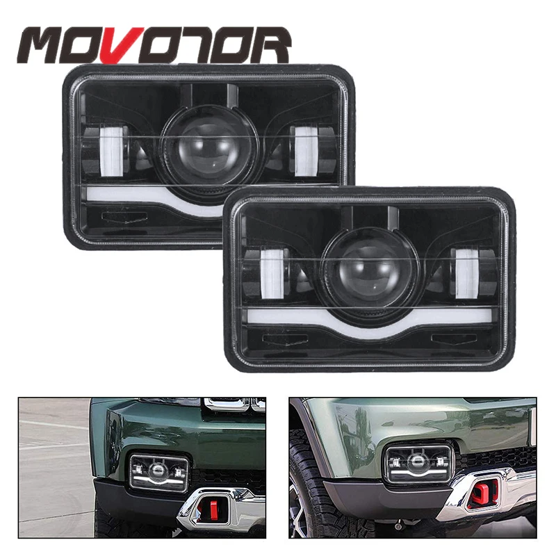 2 шт. 4X6'' Светодиодный прожектор с квадратными лампами фар дальнего и ближнего