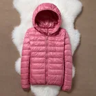 Женский пуховик, осенне-зимние сверхлегкие куртки с капюшоном, повседневное однотонное теплое пальто с длинным рукавом, тонкая верхняя одежда на молнии, Chaquetas